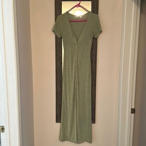 Verge Girl Olive Green Maxi Button-Front Dress